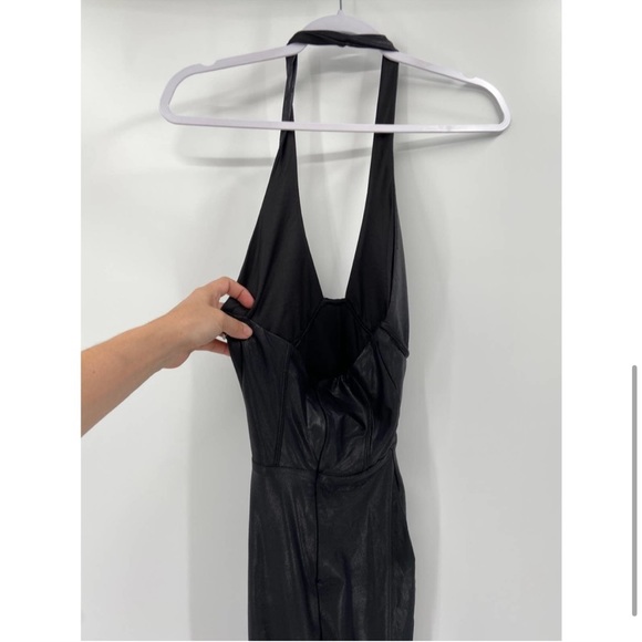 Naked Wardrobe Black Vegan Leather Crossover keyhole Dress XS - Picture 5 of 7